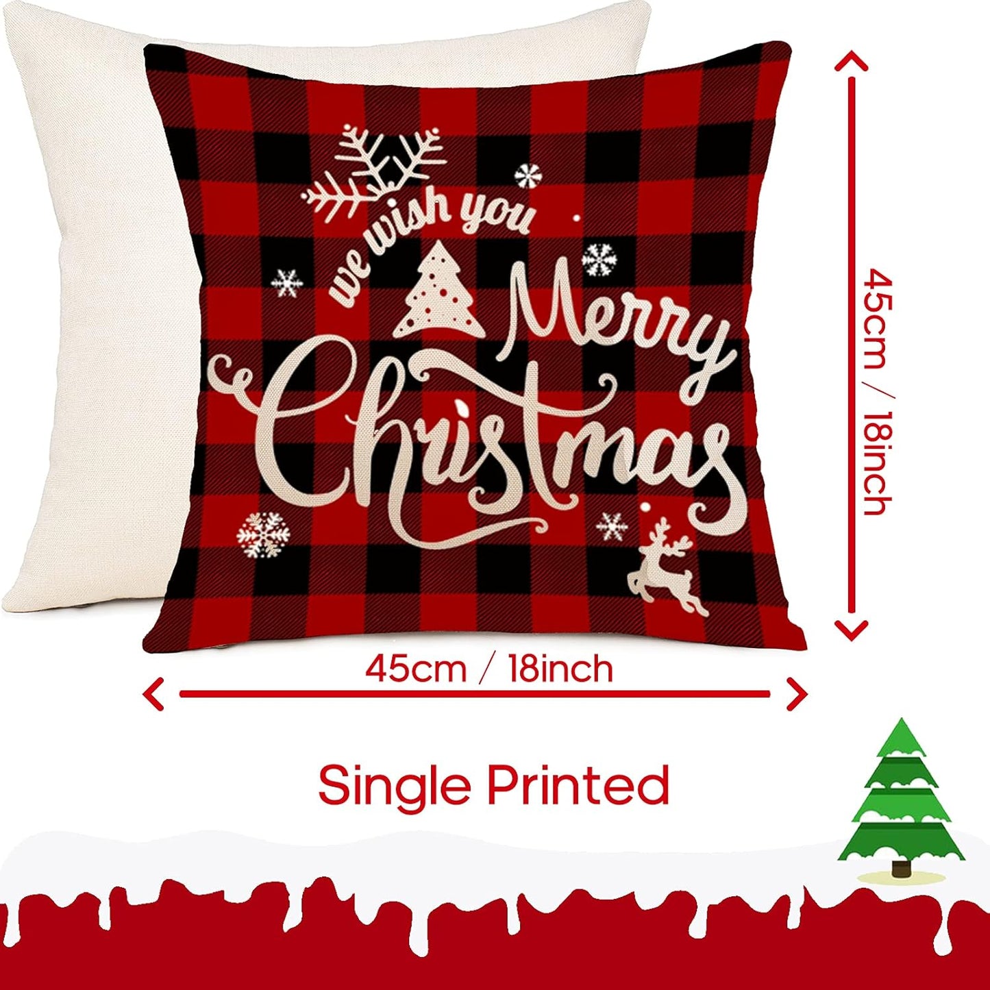 Transform Your Home for the Holidays with Our Set of 4 Rustic Red and Black Buffalo Plaid Christmas Pillow Covers - Perfect for Festive Decor!