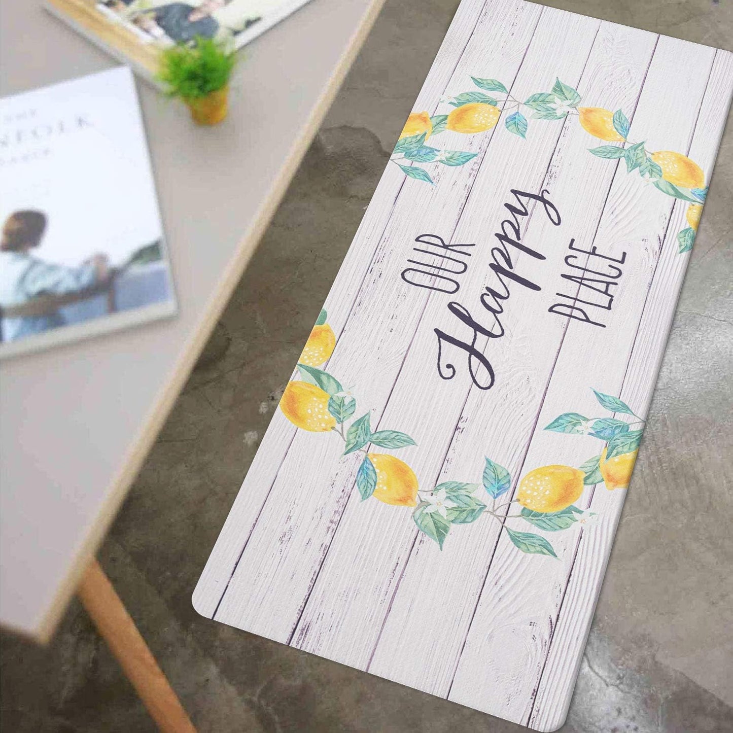 Transform Your Kitchen with Our Farmhouse Lemon Kitchen Mats Set - 2 Piece Cushioned Anti-Fatigue Memory Foam Rugs, Waterproof & Non-Skid for Ultimate Comfort and Style