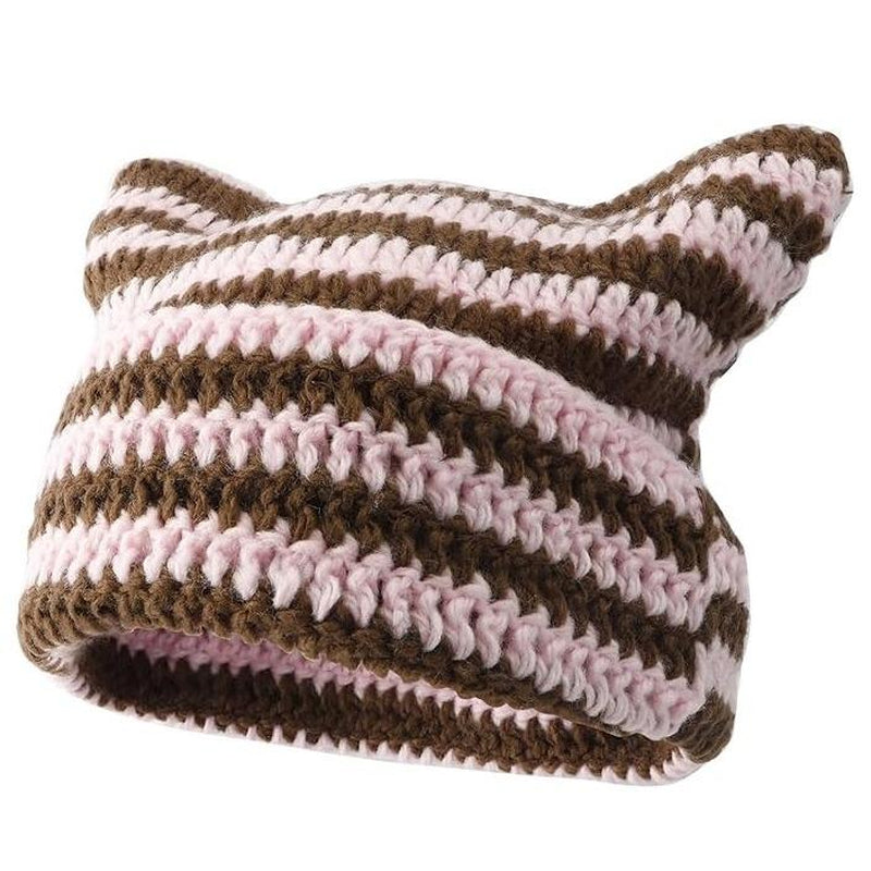 Cat Ear Beanie for Women Men Crochet Hat Knitted Hat Cute Hat Beanie Y2K Winter Hat Slouchy Beanie Kitsch Bonnet