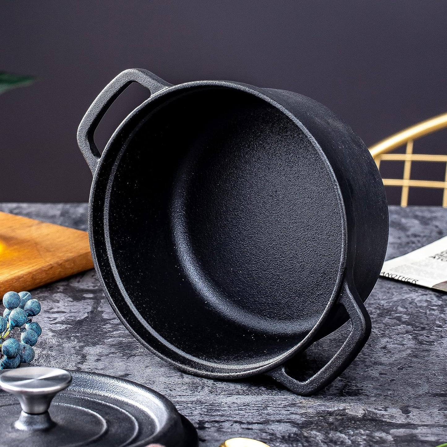 Elevate Your Cooking with Our 5.2 Quart Pre-Seasoned Cast Iron Dutch Oven - Perfect for Casseroles, Braising, and Induction Stovetops!