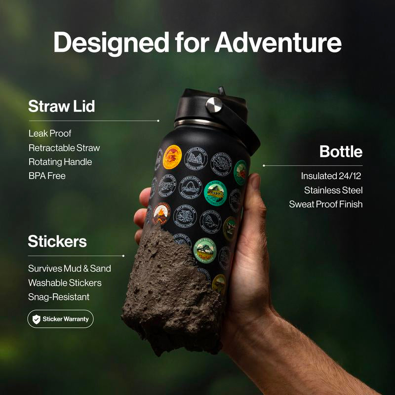 Adventure-Ready National Park Insulated Bottle Flask Tumbler with Fun Stickers Kit