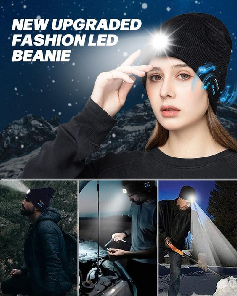 Revolutionary Bluetooth Beanie with Rechargeable LED Light & Cordless Headphones - The Ultimate Gift for Outdoor Lovers and Teens!