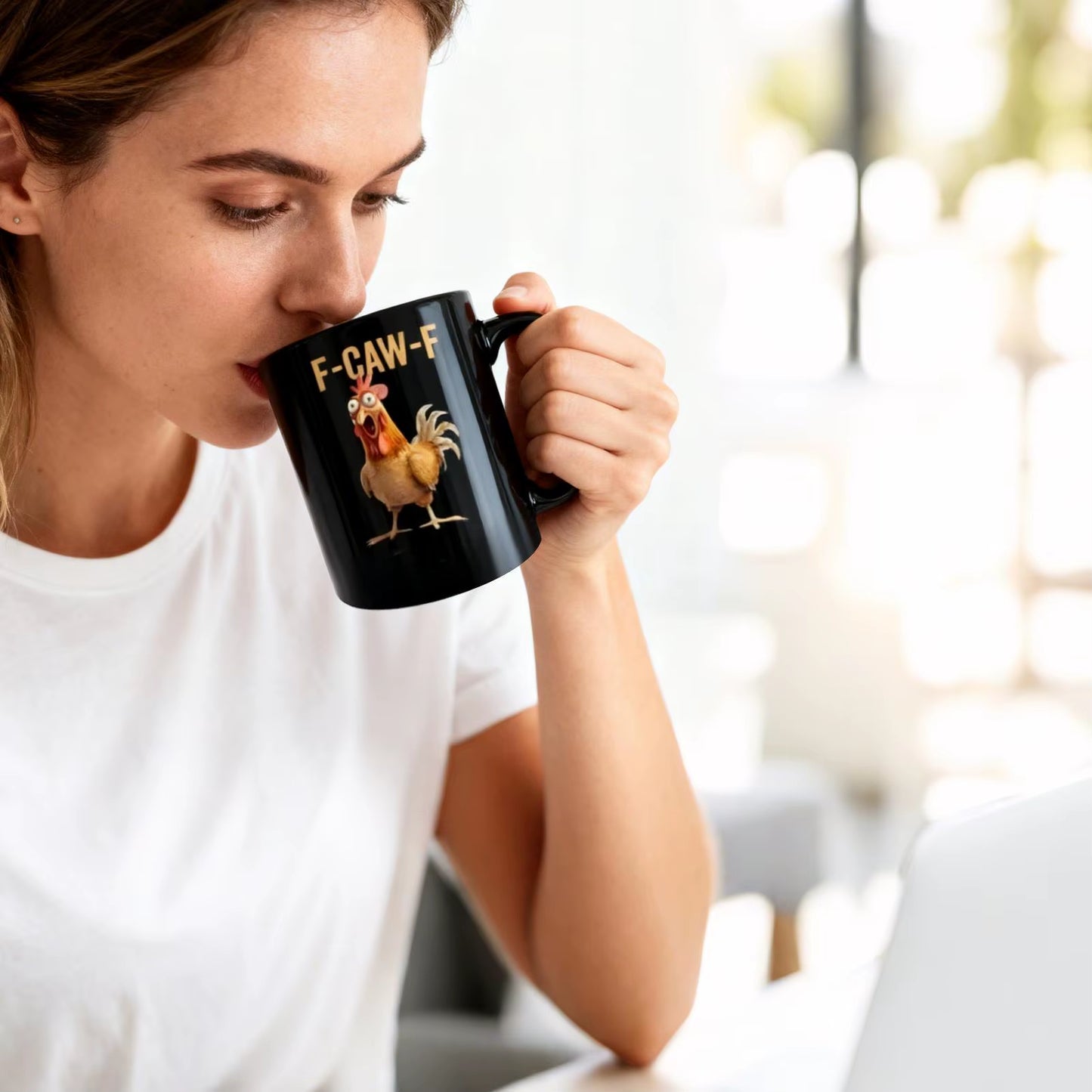 Funny F-Caw-F Chicken Coffee Mug - A Whimsical Farmhouse Gift for Friends & Animal Lovers!