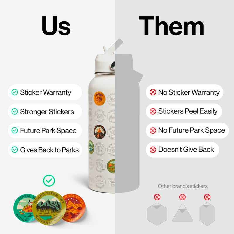 Adventure-Ready National Park Insulated Bottle Flask Tumbler with Fun Stickers Kit