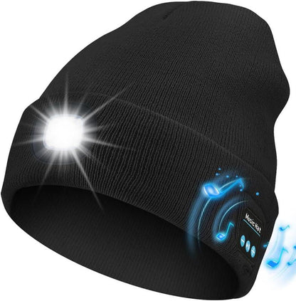 Revolutionary Bluetooth Beanie with Rechargeable LED Light & Cordless Headphones - The Ultimate Gift for Outdoor Lovers and Teens!