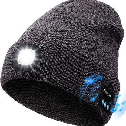 Revolutionary Bluetooth Beanie with Rechargeable LED Light & Cordless Headphones - The Ultimate Gift for Outdoor Lovers and Teens!