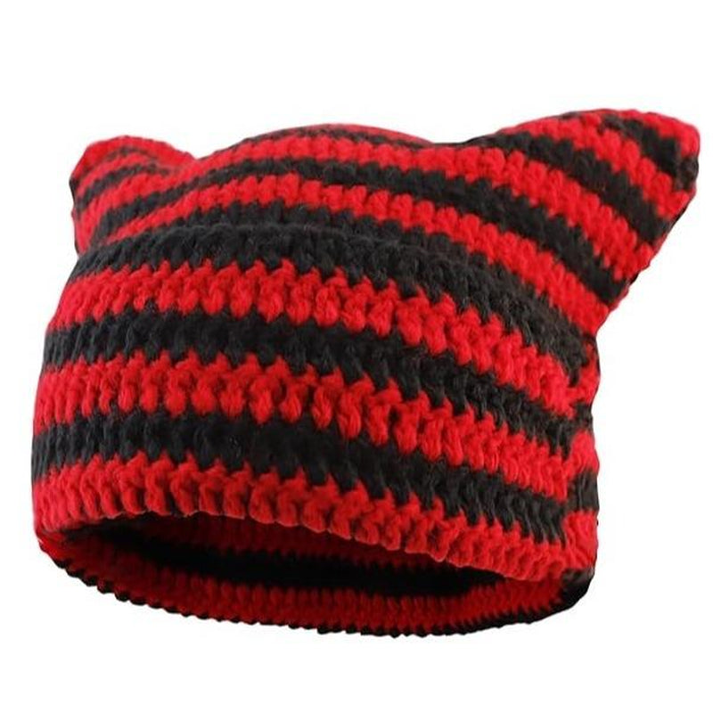 Cat Ear Beanie for Women Men Crochet Hat Knitted Hat Cute Hat Beanie Y2K Winter Hat Slouchy Beanie Kitsch Bonnet