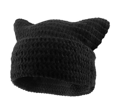 Cat Ear Beanie for Women Men Crochet Hat Knitted Hat Cute Hat Beanie Y2K Winter Hat Slouchy Beanie Kitsch Bonnet