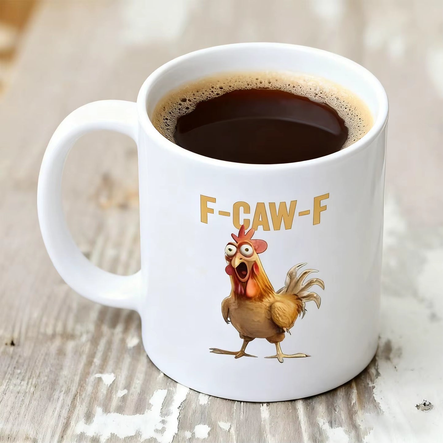 Funny F-Caw-F Chicken Coffee Mug - A Whimsical Farmhouse Gift for Friends & Animal Lovers!