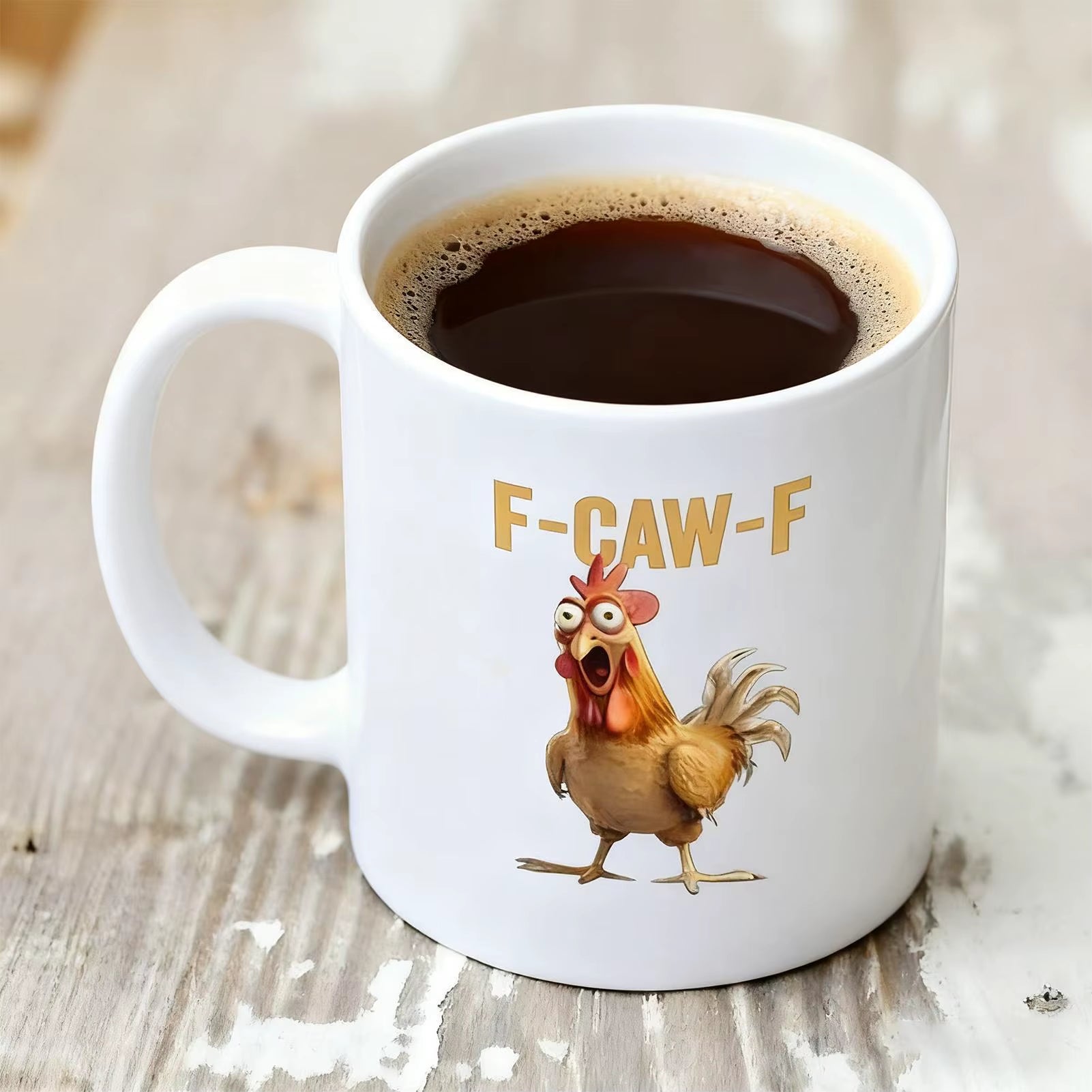 Funny F-Caw-F Chicken Coffee Mug - A Whimsical Farmhouse Gift for Friends & Animal Lovers!
