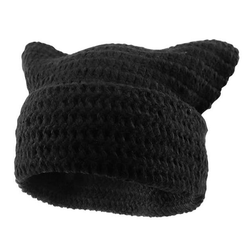 Cat Ear Beanie for Women Men Crochet Hat Knitted Hat Cute Hat Beanie Y2K Winter Hat Slouchy Beanie Kitsch Bonnet