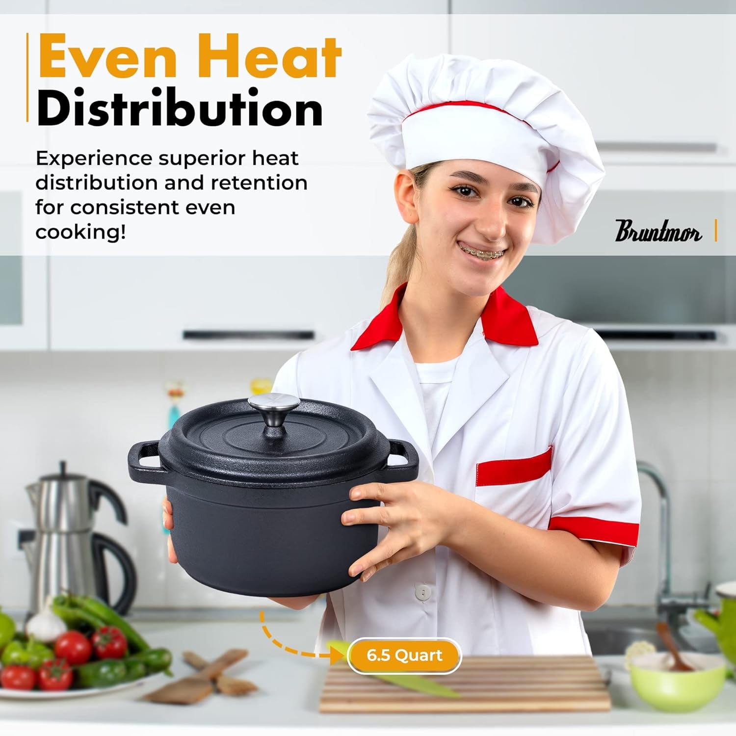 Elevate Your Cooking with Our 5.2 Quart Pre-Seasoned Cast Iron Dutch Oven - Perfect for Casseroles, Braising, and Induction Stovetops!