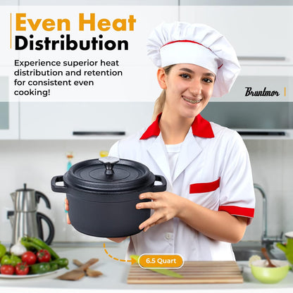 Elevate Your Cooking with Our 5.2 Quart Pre-Seasoned Cast Iron Dutch Oven - Perfect for Casseroles, Braising, and Induction Stovetops!