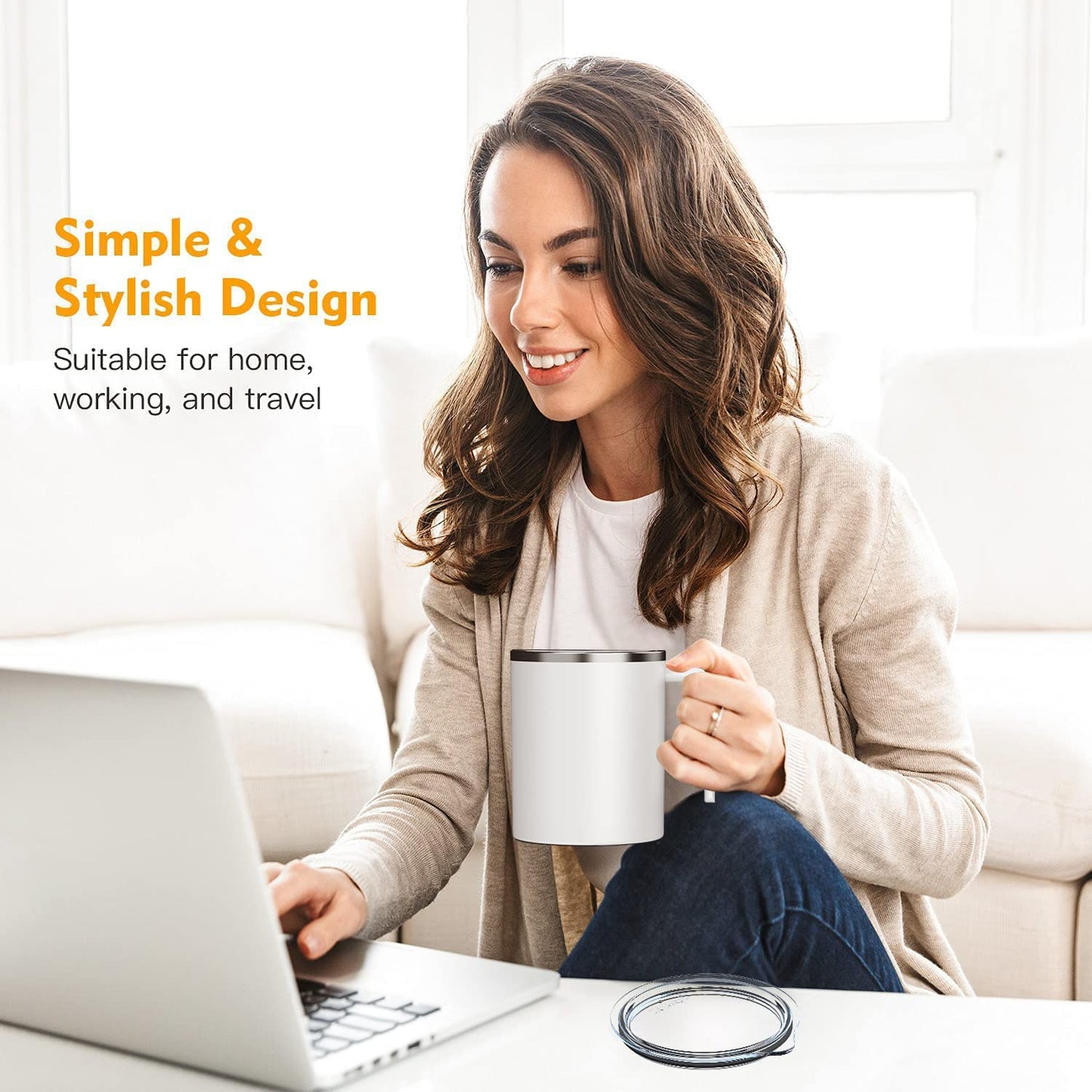 Revolutionary Self-Stirring Electric Coffee Mug - Enjoy Perfectly Mixed Beverages Anytime, Anywhere (12.2 Oz - White)