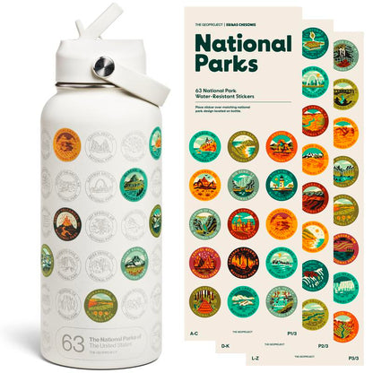 Adventure-Ready National Park Insulated Bottle Flask Tumbler with Fun Stickers Kit