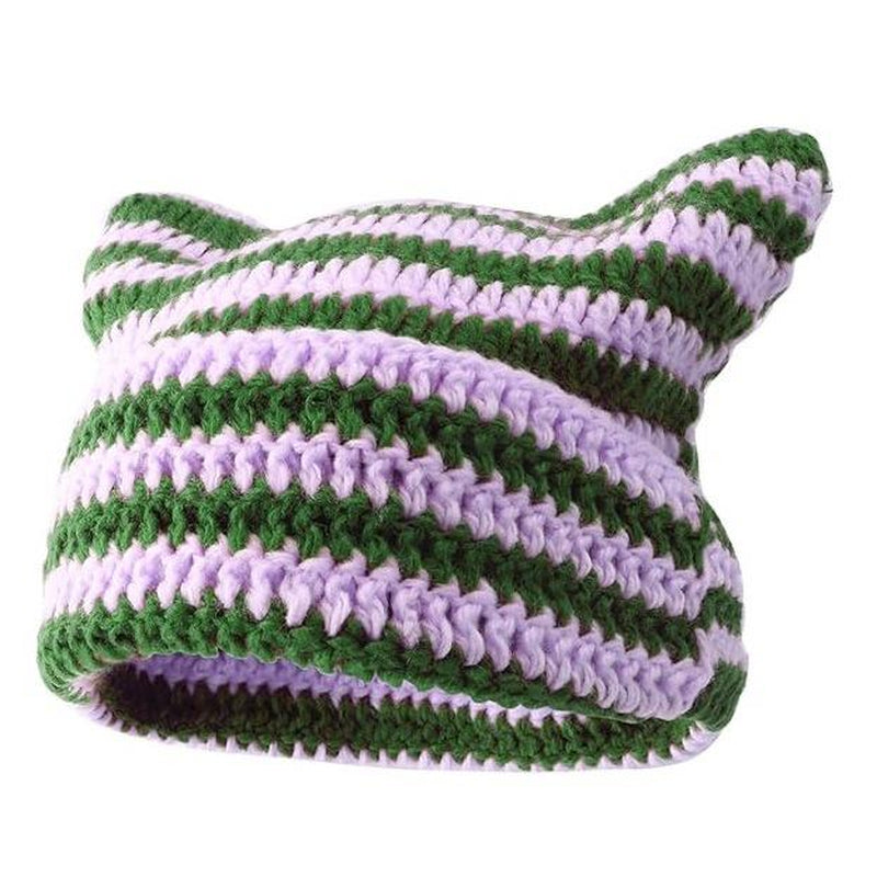 Cat Ear Beanie for Women Men Crochet Hat Knitted Hat Cute Hat Beanie Y2K Winter Hat Slouchy Beanie Kitsch Bonnet