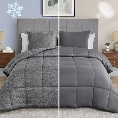 Luxurious Grey King Comforter Set - 3 Piece Reversible Cooling & Breathable Lightweight Bedding for All Seasons (106"X90")