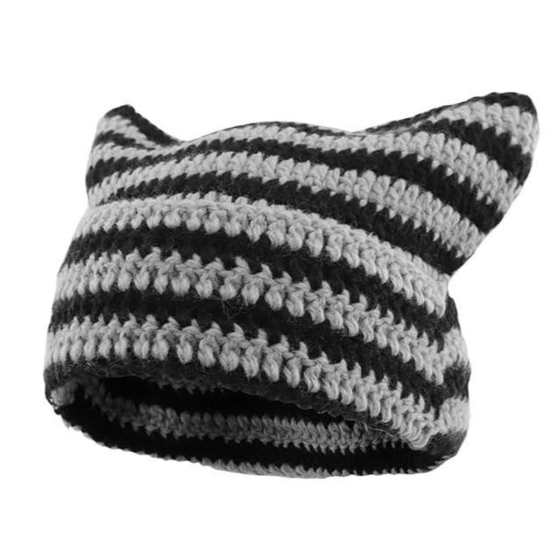 Cat Ear Beanie for Women Men Crochet Hat Knitted Hat Cute Hat Beanie Y2K Winter Hat Slouchy Beanie Kitsch Bonnet