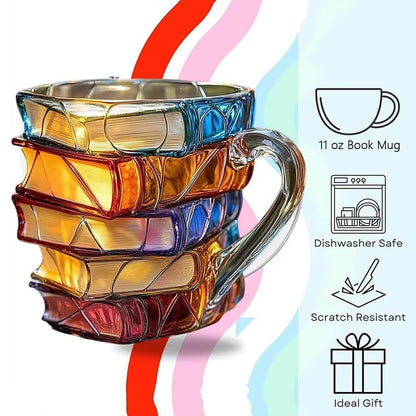 Discover the Colorful 3D Painted Book Mug - A Unique 11oz Resin Coffee Cup Perfect for Book Lovers and Thoughtful Gift Givers