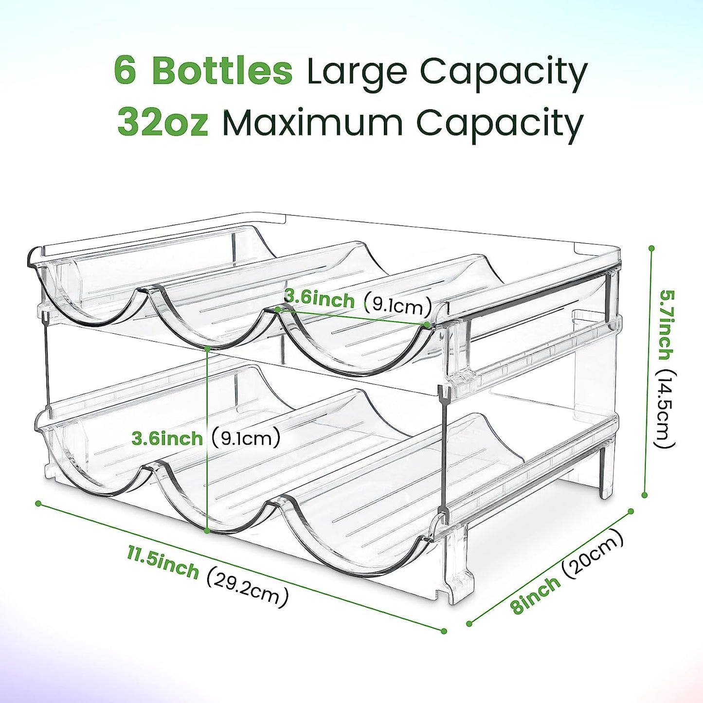 Organize Your Space with Our Stackable Water Bottle Storage Rack - 2 Pack of Clear Lucite Holders for Cabinets and Countertops