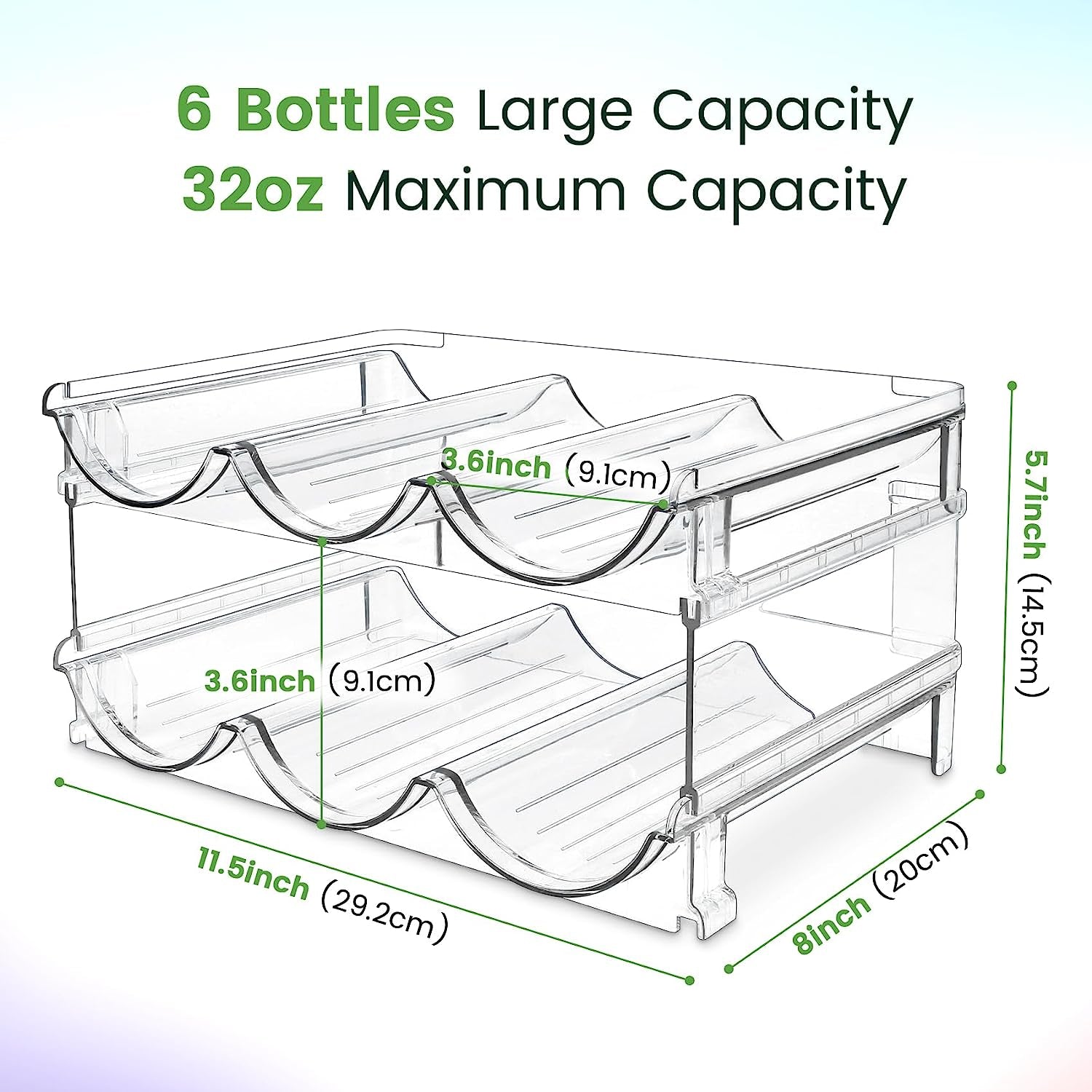 Organize Your Space with Our Stackable Water Bottle Storage Rack - 2 Pack of Clear Lucite Holders for Cabinets and Countertops