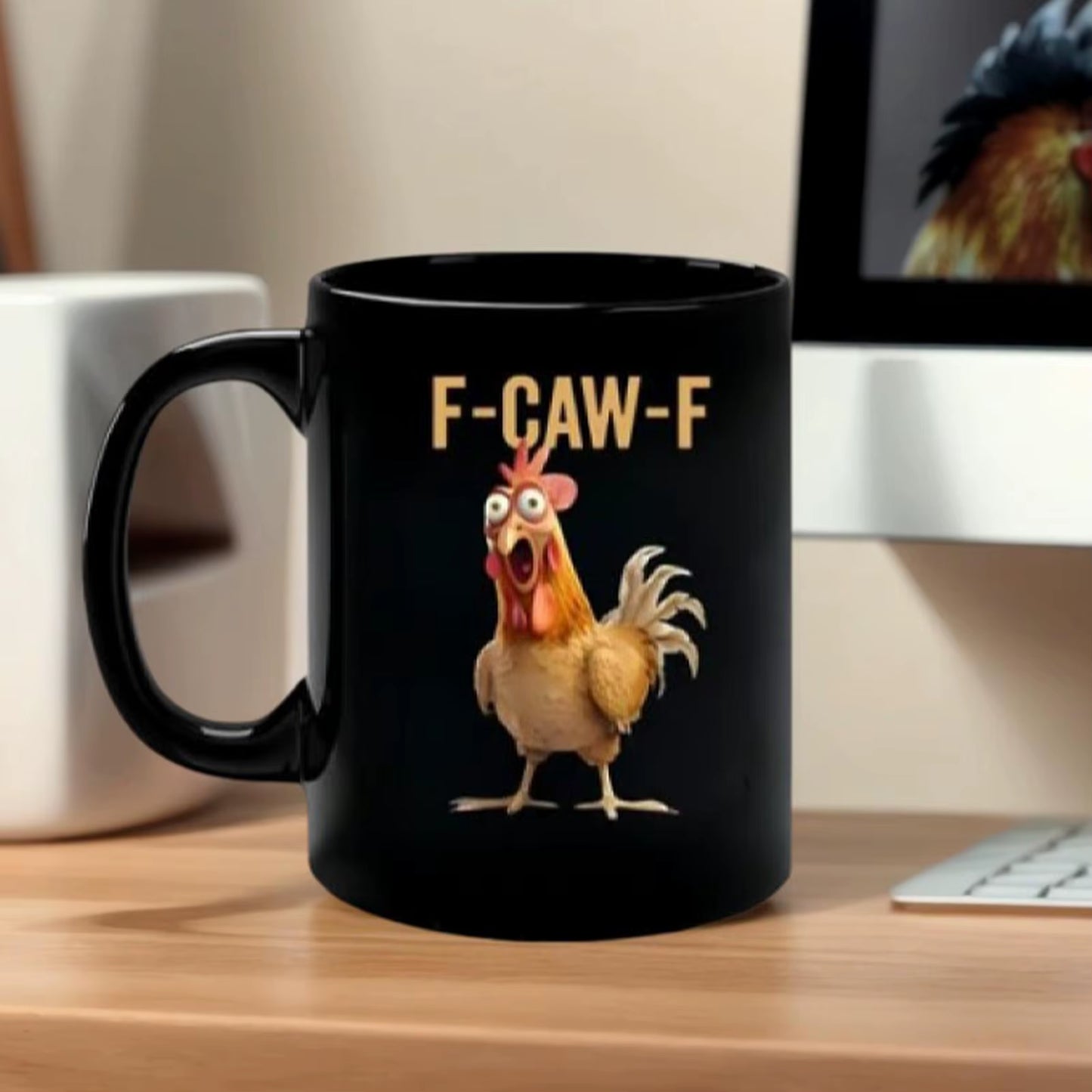 Funny F-Caw-F Chicken Coffee Mug - A Whimsical Farmhouse Gift for Friends & Animal Lovers!
