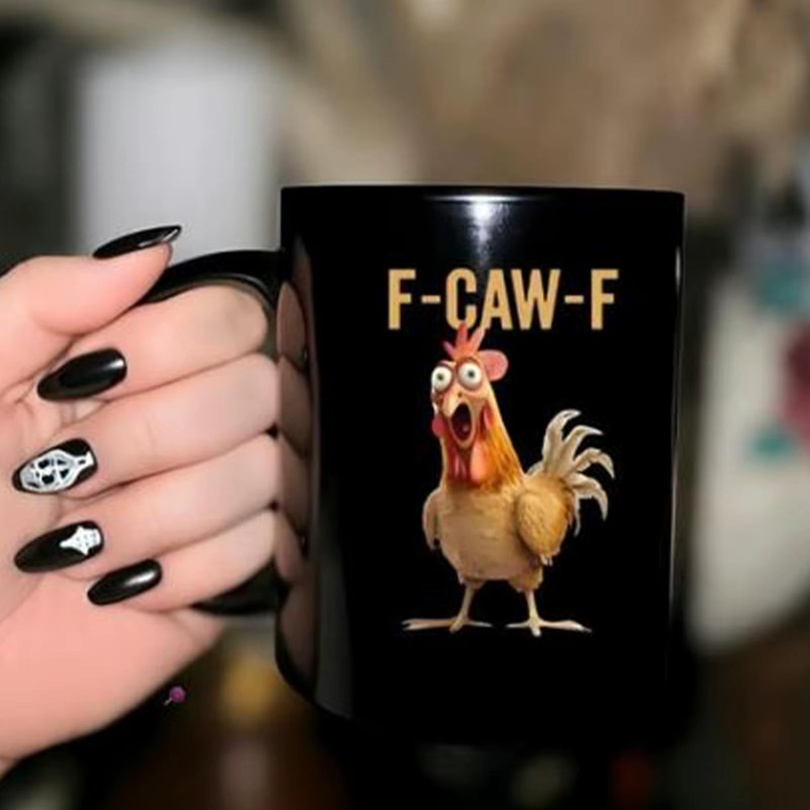 Funny F-Caw-F Chicken Coffee Mug - A Whimsical Farmhouse Gift for Friends & Animal Lovers!