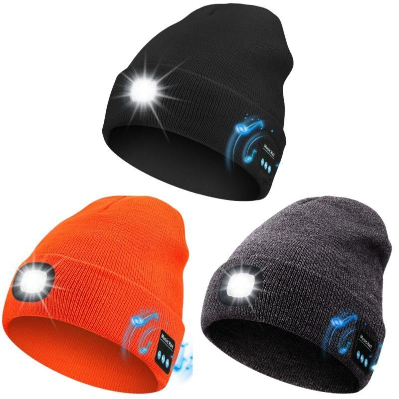 Revolutionary Bluetooth Beanie with Rechargeable LED Light & Cordless Headphones - The Ultimate Gift for Outdoor Lovers and Teens!
