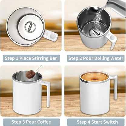 Revolutionary Self-Stirring Electric Coffee Mug - Enjoy Perfectly Mixed Beverages Anytime, Anywhere (12.2 Oz - White)