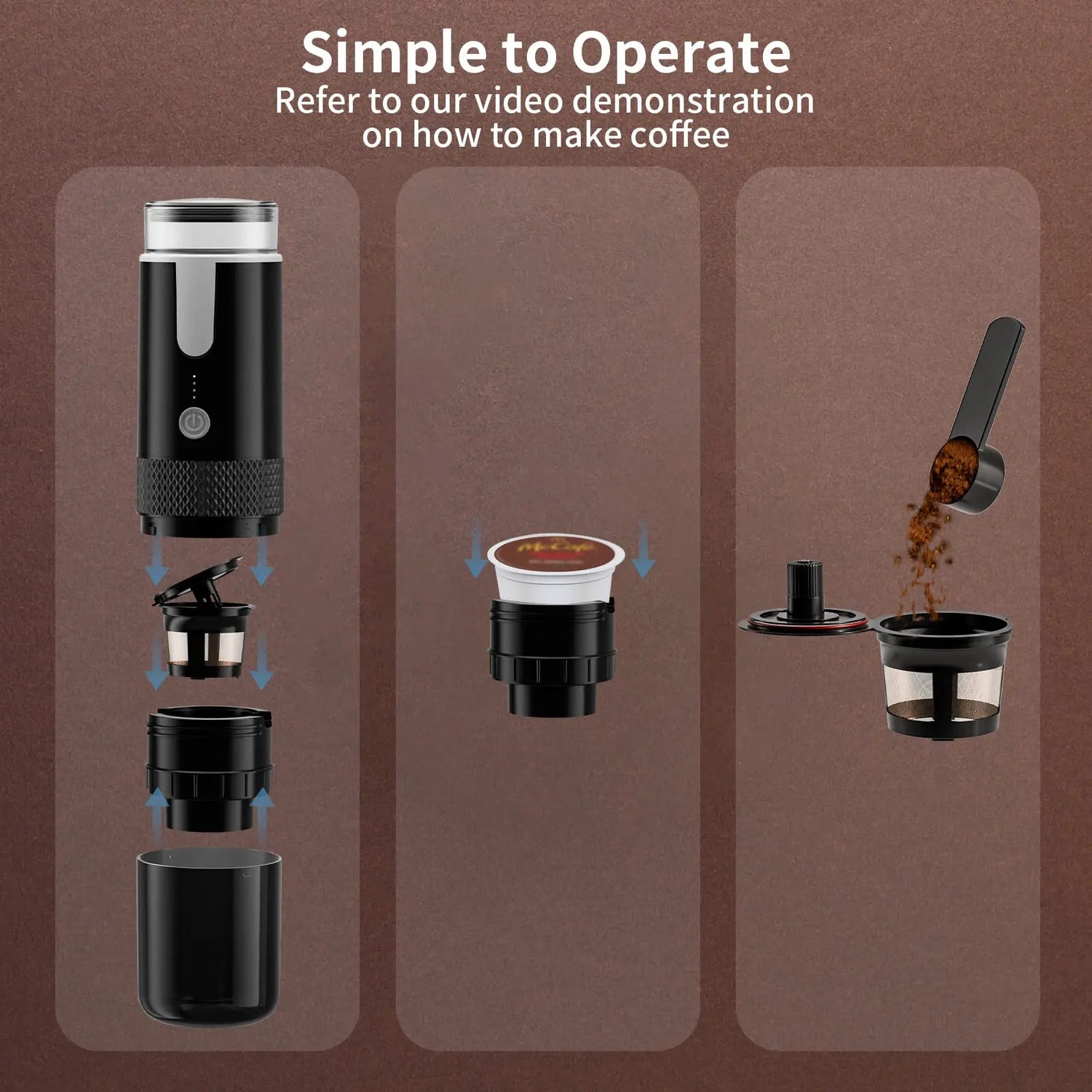 2024 Portable Electric Coffee Maker - Brew Perfect Coffee with Capsules or Ground Coffee Anywhere!