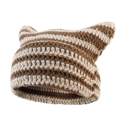 Cat Ear Beanie for Women Men Crochet Hat Knitted Hat Cute Hat Beanie Y2K Winter Hat Slouchy Beanie Kitsch Bonnet