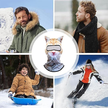 Fun and Functional 3D Cat Skiing Balaclava Mask with Ears - Your Go-To Accessory for Festivals and Outdoor Adventures!