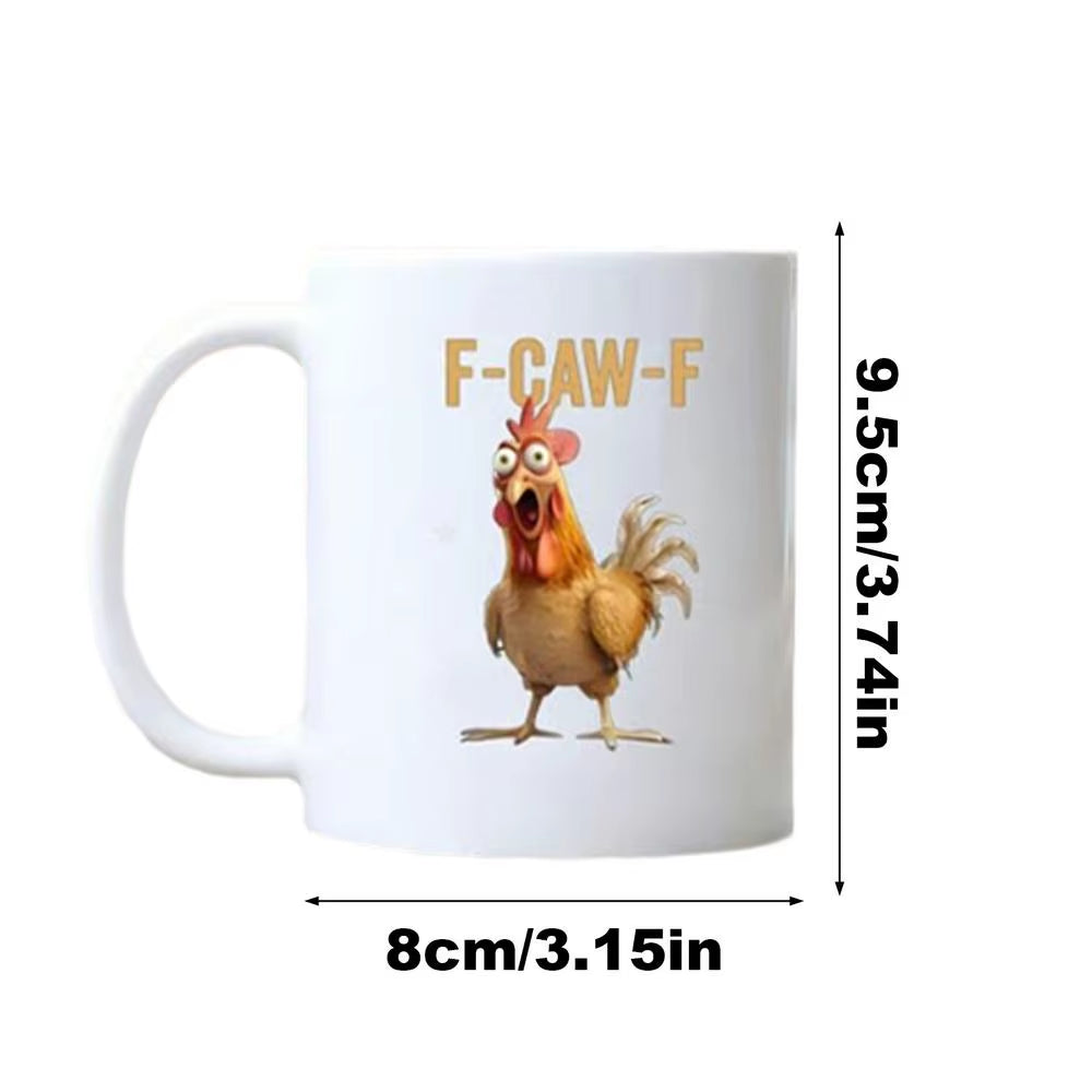 Funny F-Caw-F Chicken Coffee Mug - A Whimsical Farmhouse Gift for Friends & Animal Lovers!