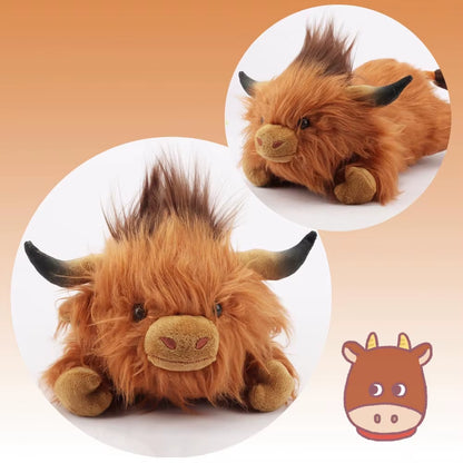 Cuddle Up with Our Adorable Lying Highland Cow Plush Toy - The Perfect Kawaii Gift for Kids and a Cozy Addition to Your Home Decor!
