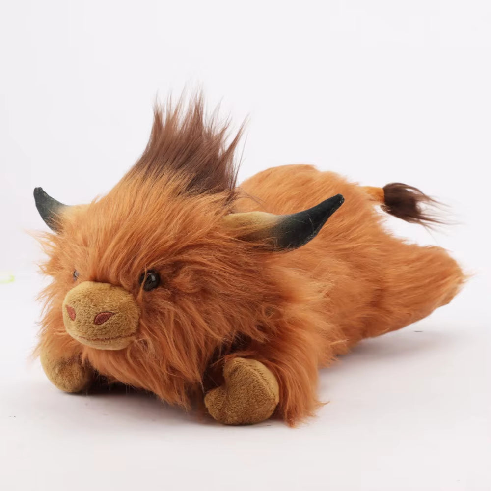 Cuddle Up with Our Adorable Lying Highland Cow Plush Toy - The Perfect Kawaii Gift for Kids and a Cozy Addition to Your Home Decor!
