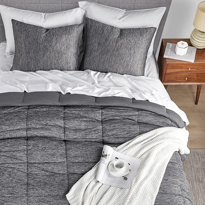 Luxurious Grey King Comforter Set - 3 Piece Reversible Cooling & Breathable Lightweight Bedding for All Seasons (106"X90")