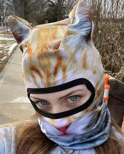 Fun and Functional 3D Cat Skiing Balaclava Mask with Ears - Your Go-To Accessory for Festivals and Outdoor Adventures!