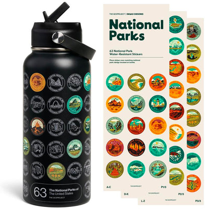 Adventure-Ready National Park Insulated Bottle Flask Tumbler with Fun Stickers Kit